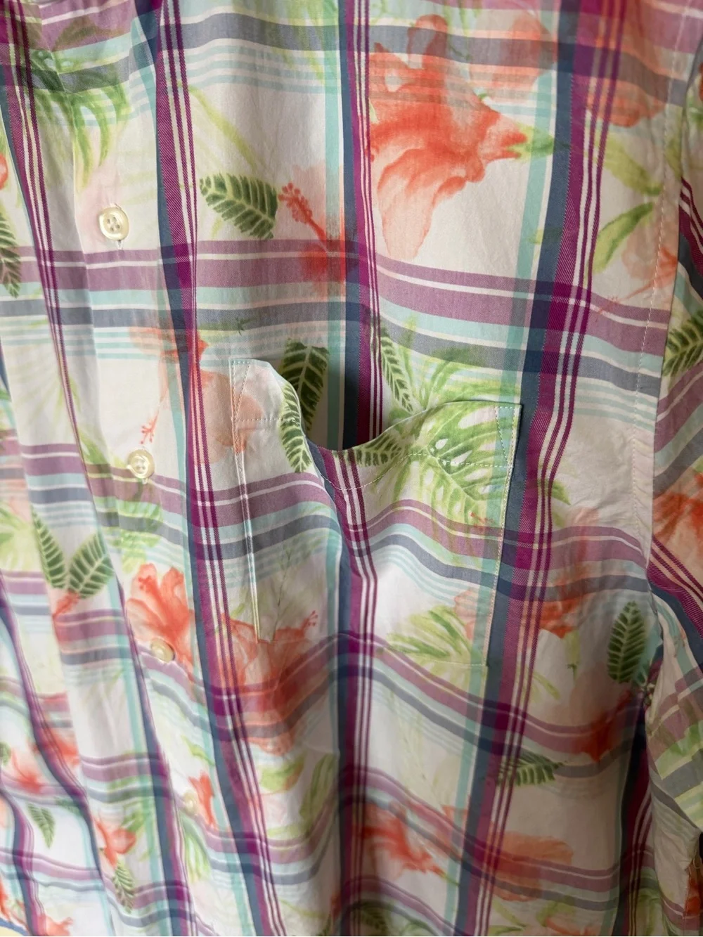 Tommy Bahama Men’s Vedado Multicolor Plaid & Leaf Print Shirt